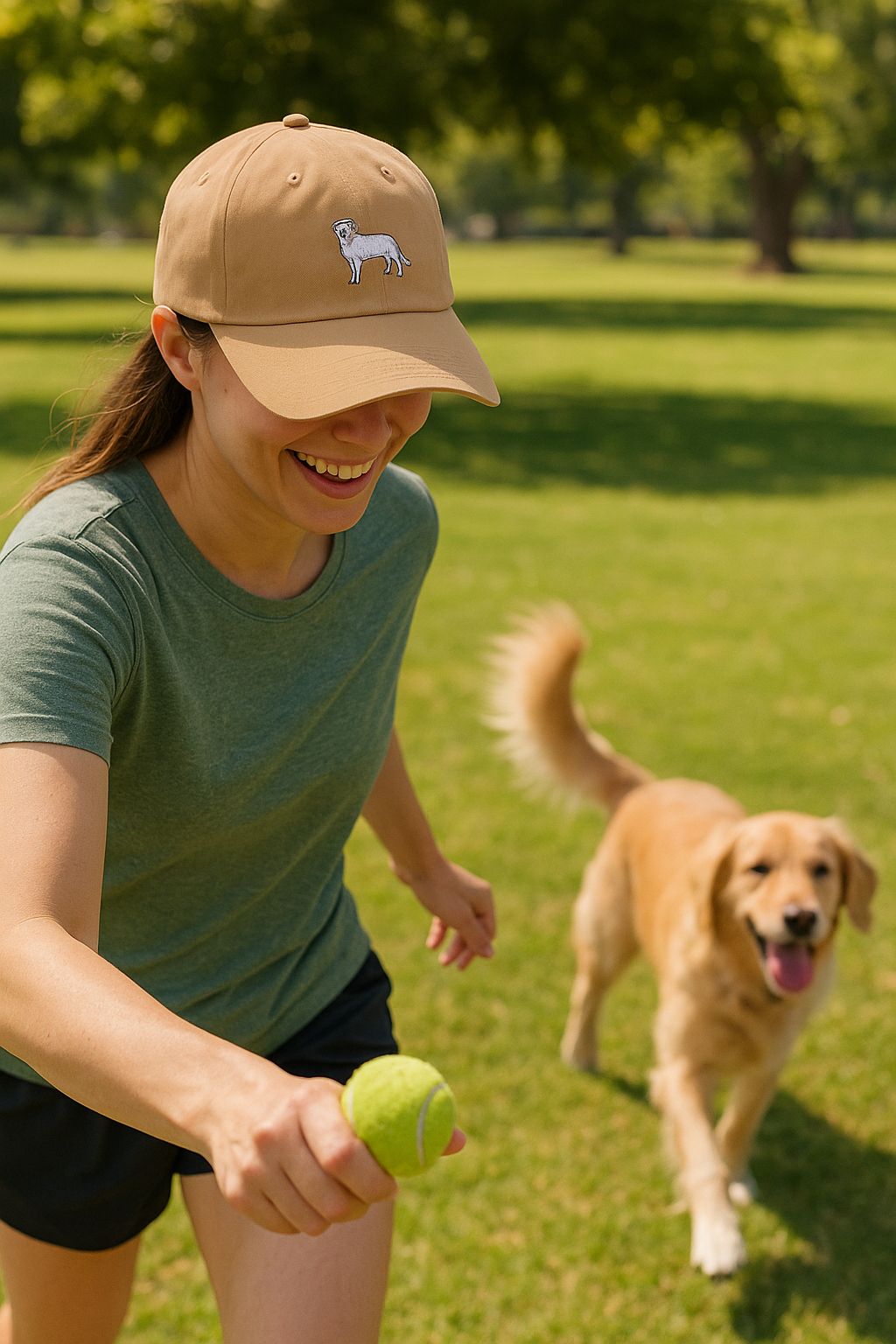 BarkPlayground Golden Labrador Base Runner Dad Cap