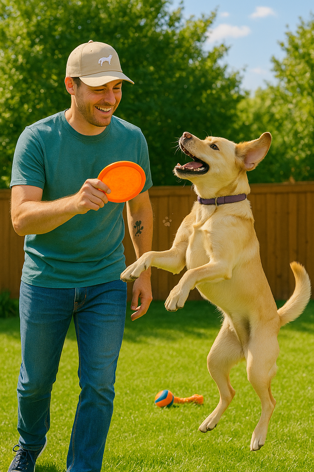 BarkPlayground Golden Labrador Base Runner Dad Cap
