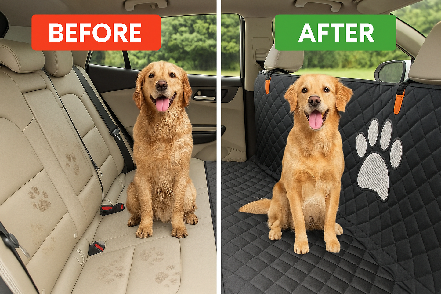 PawGuard™ Car Hammock - Premium Waterproof Dog Car Seat Cover