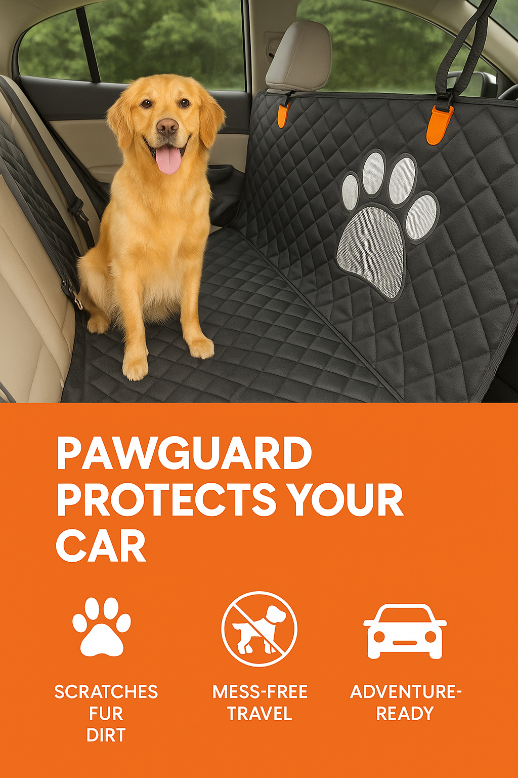 PawGuard™ Car Hammock - Premium Waterproof Dog Car Seat Cover